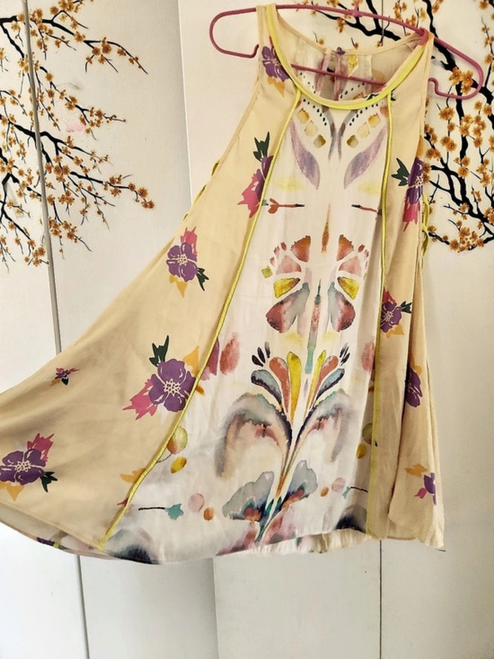 Free People Floral Maxi Dress in Cream & Pink Size XS
